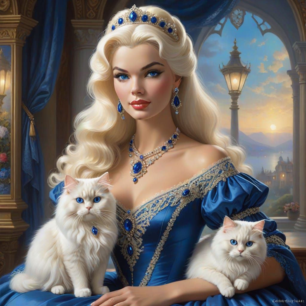 Ethereal Royal Goddess with Majestic Blue Eyes