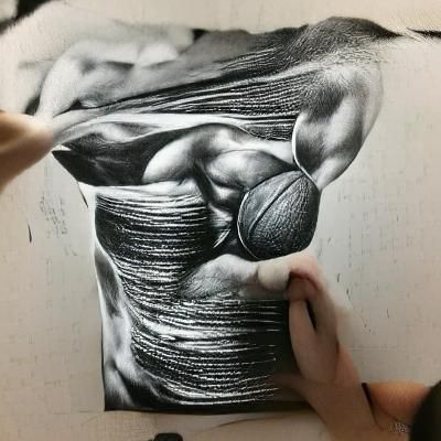 Hyperdetailed Charcoal Drawing of Muscles