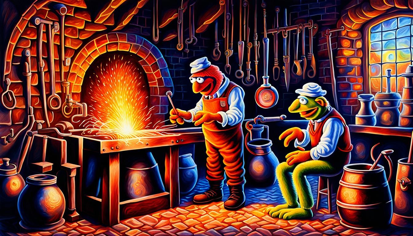 Muppet Blacksmiths: Holographic Astral Cosmic Illustration