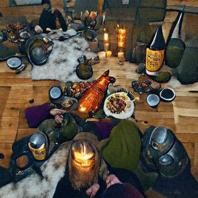 Viking Mead Hall Feast: A Cozy Digital Painting
