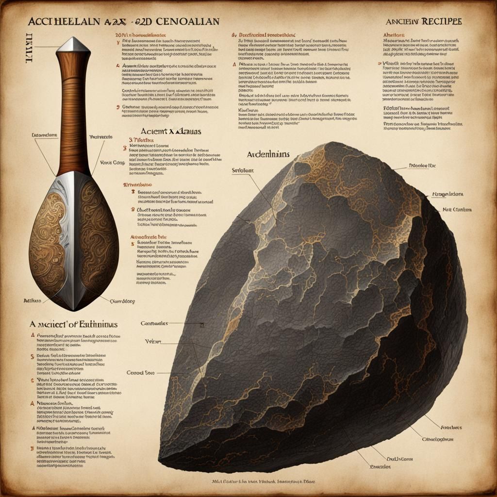 Acheulean Handaxe Diagram in Codex Seraphinianus Style