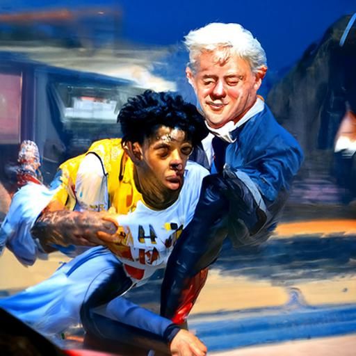 Ja Morant Crossover on Bill Clinton: Oil Painting