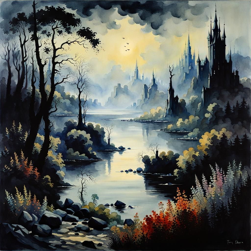 Dark & Moody Watercolor Art