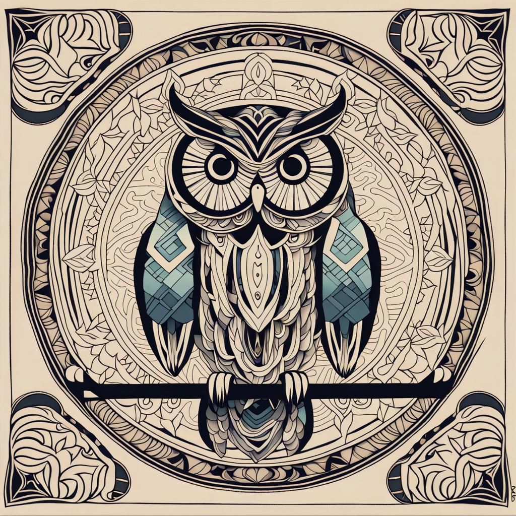 Owl Mandala with Geometric Patterns