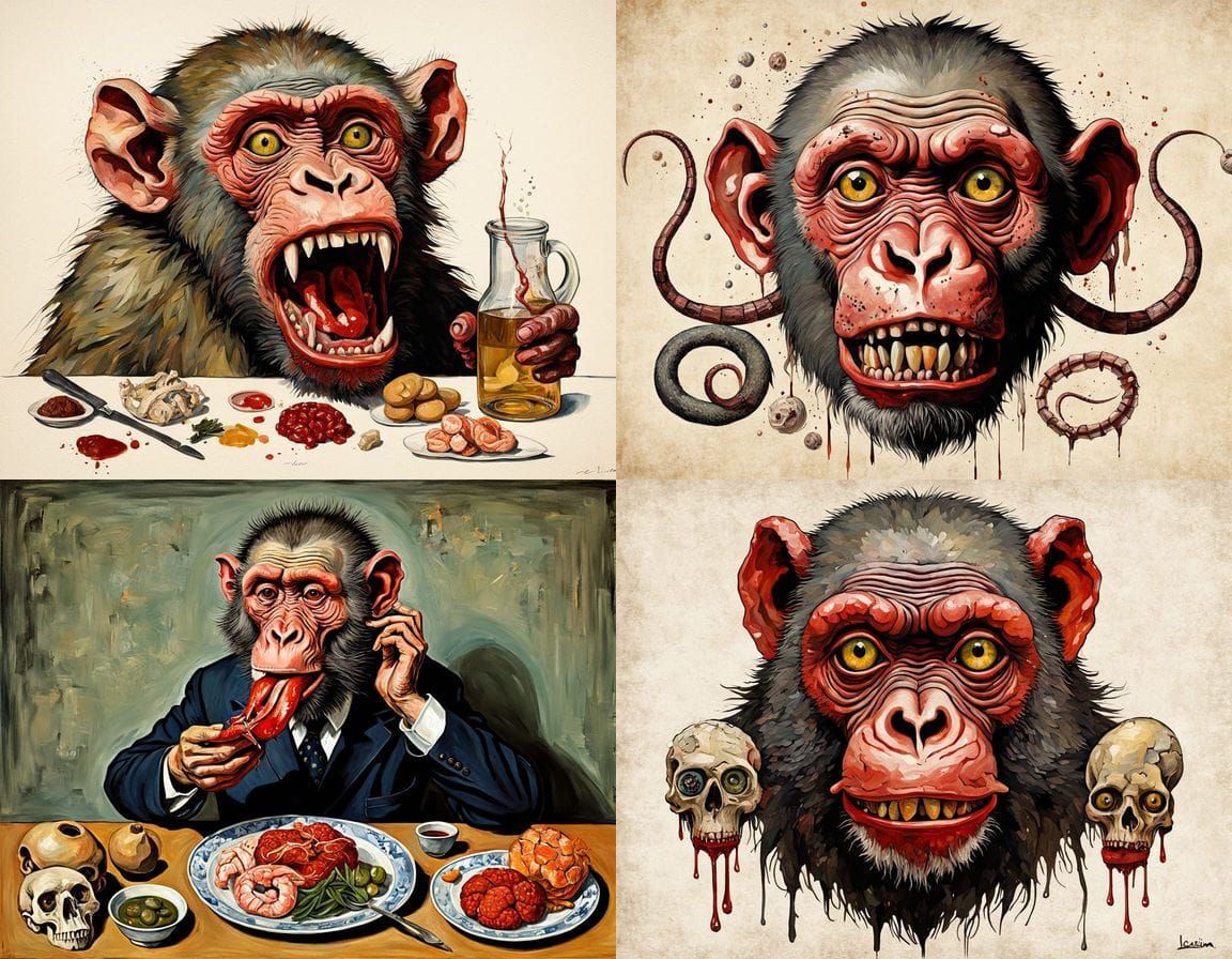 Mythical Baboon Hybrid in Egon Schiele Style