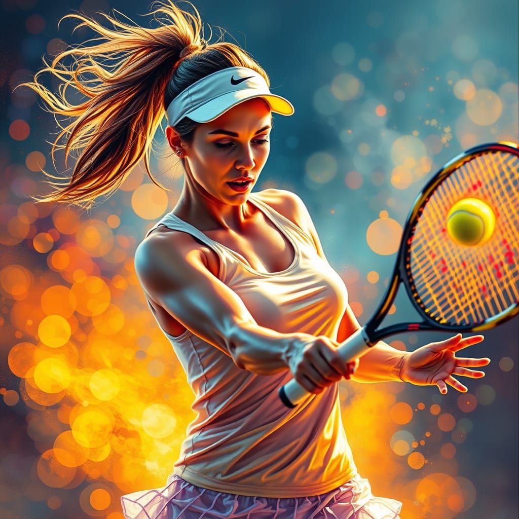 Vibrant Tennis Ace in Golden Hour Glow