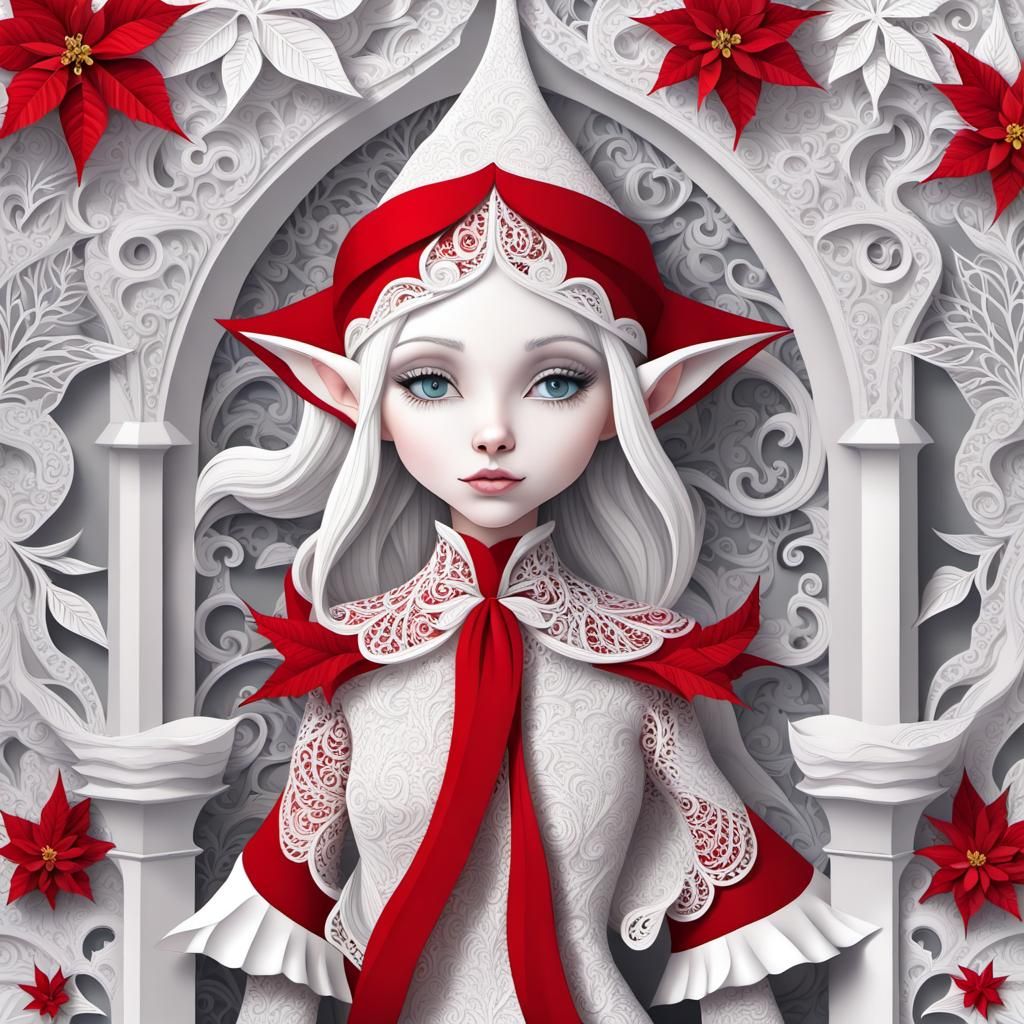 Christmas Elf in Narnia with Lace: 3D Fractal Art