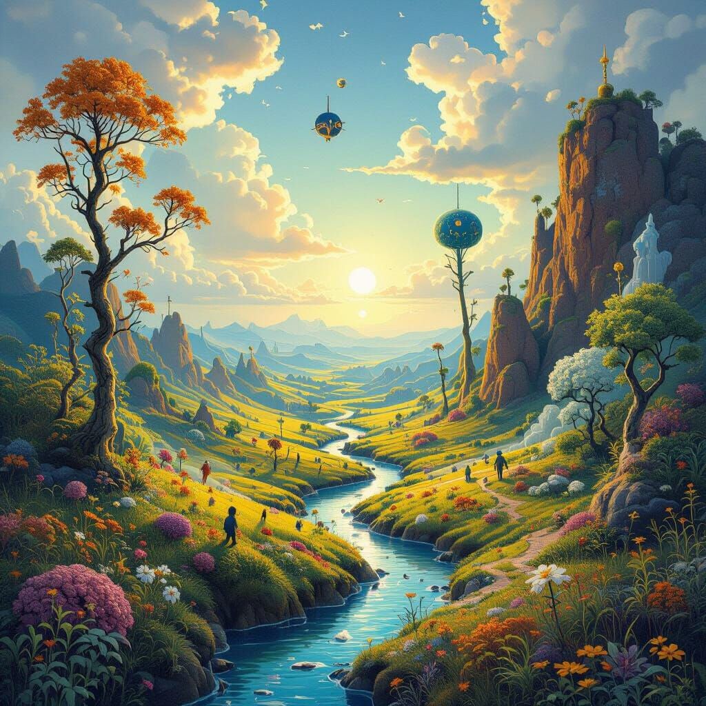 Dreamlike Landscape Inspired by Surrealist Art
