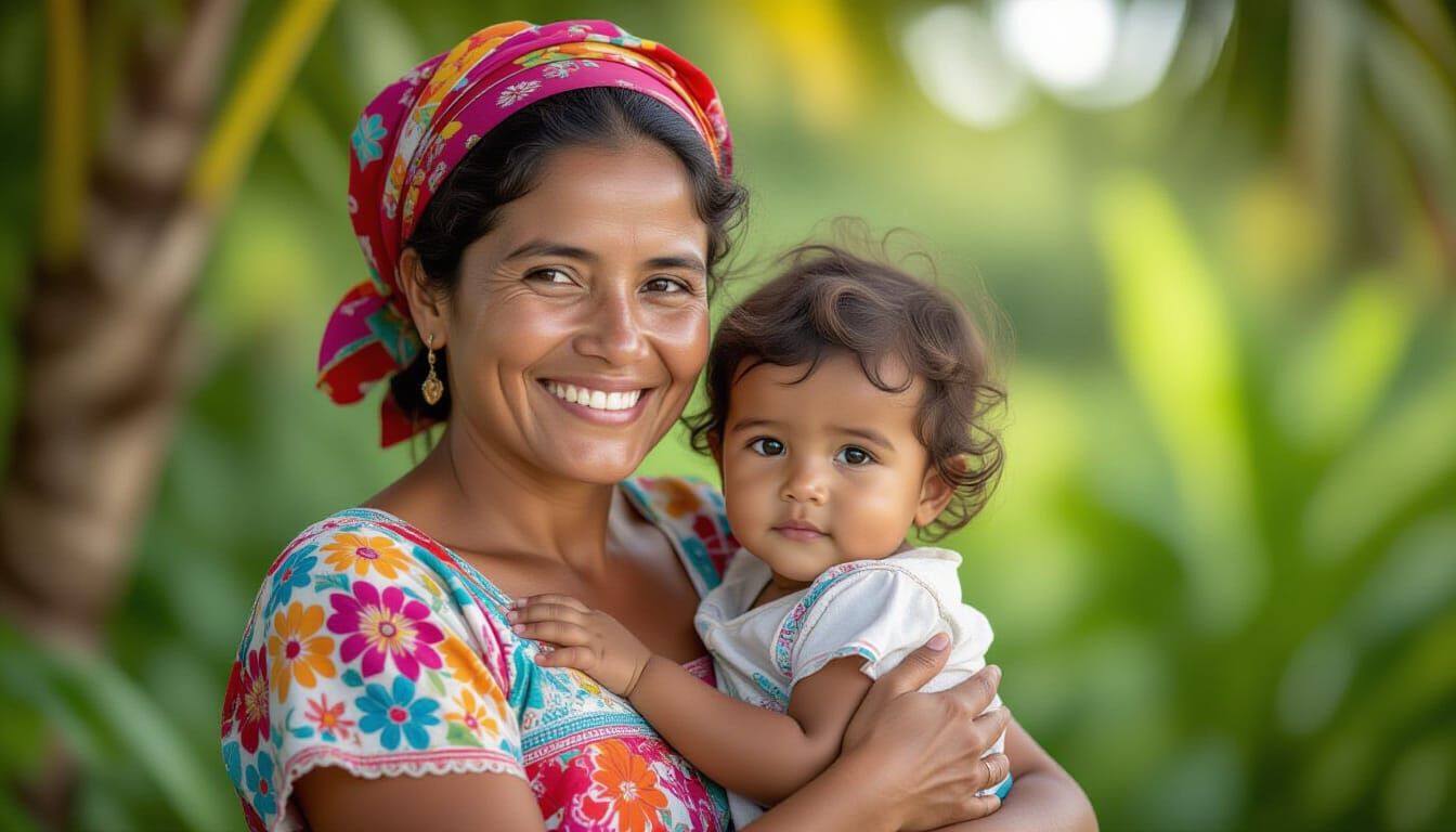 Cuban Mother and Child: Hyperrealistic Portrait