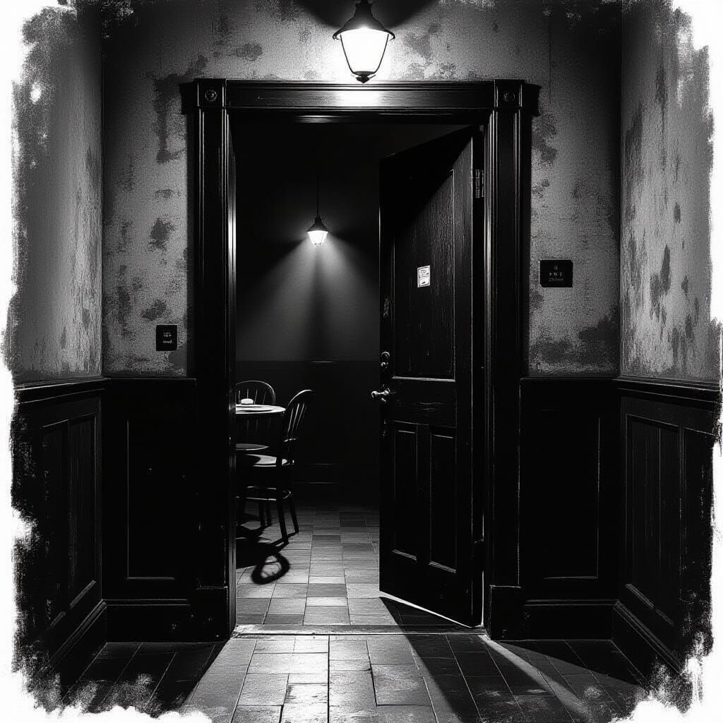 Mysterious Restaurant Backroom with Faint Light