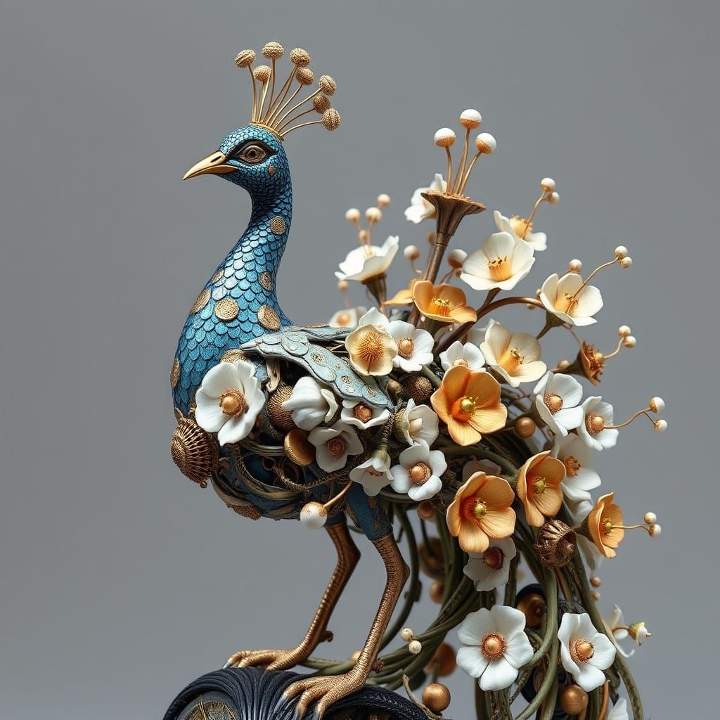 Surrealist Cyberpunk Peacock