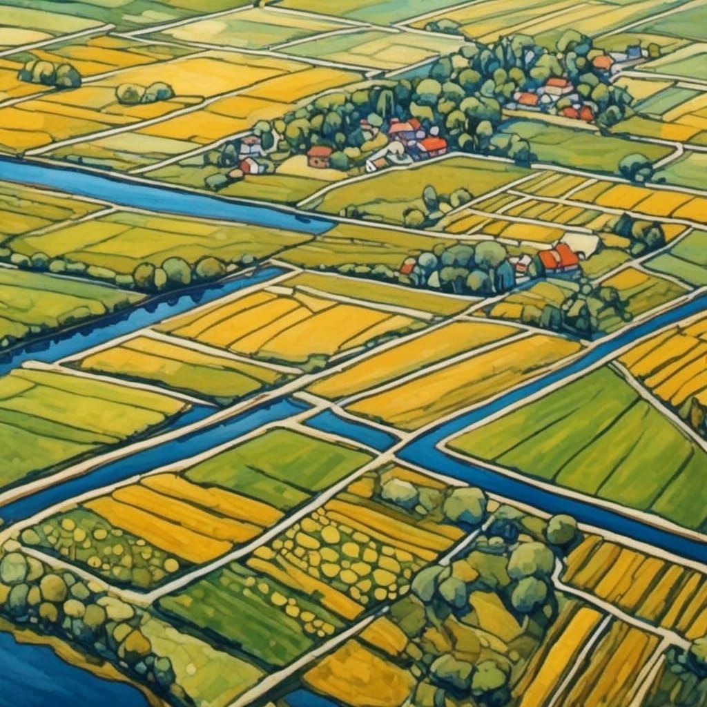 Swedish Farmland Aerial View in Plaid Pattern