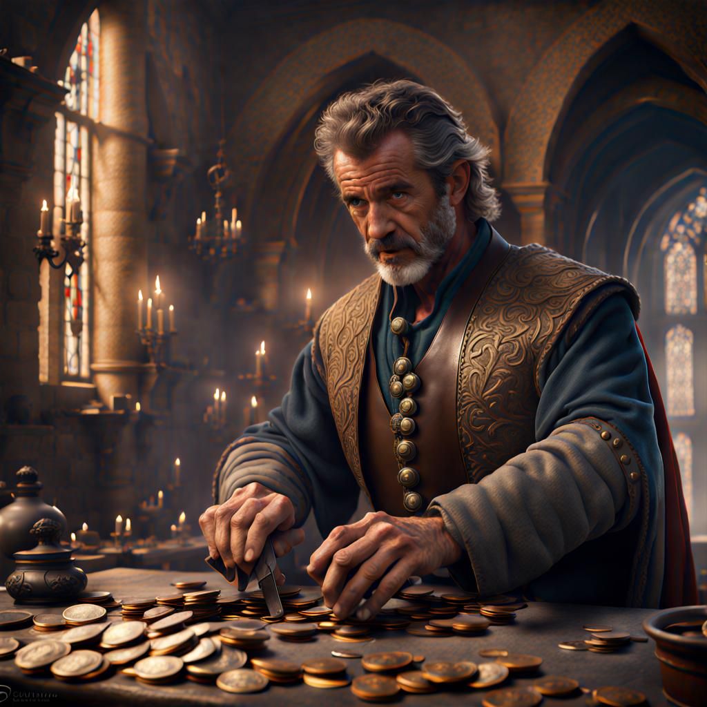 Medieval Warrior Prepares Coin Bombs