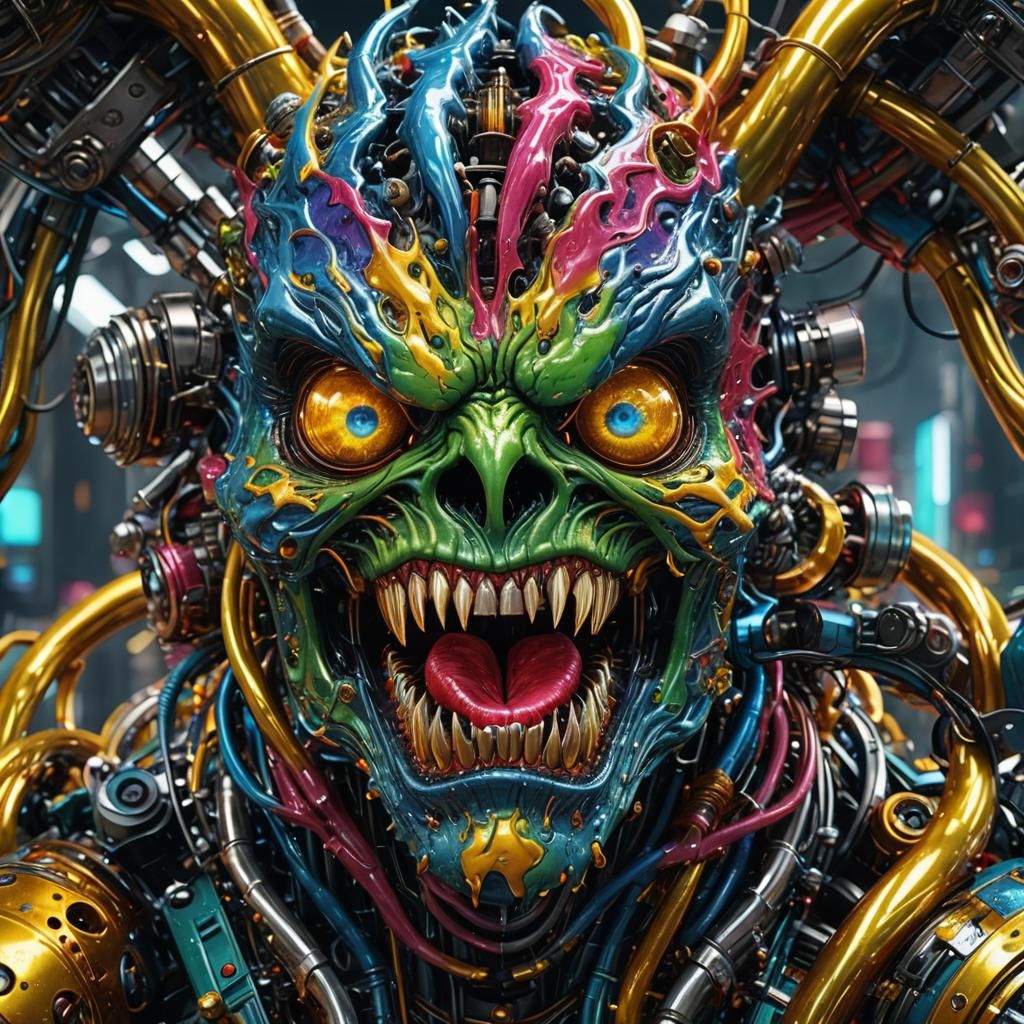 Metallic Monster in 3D Animation with Vibrant Colors