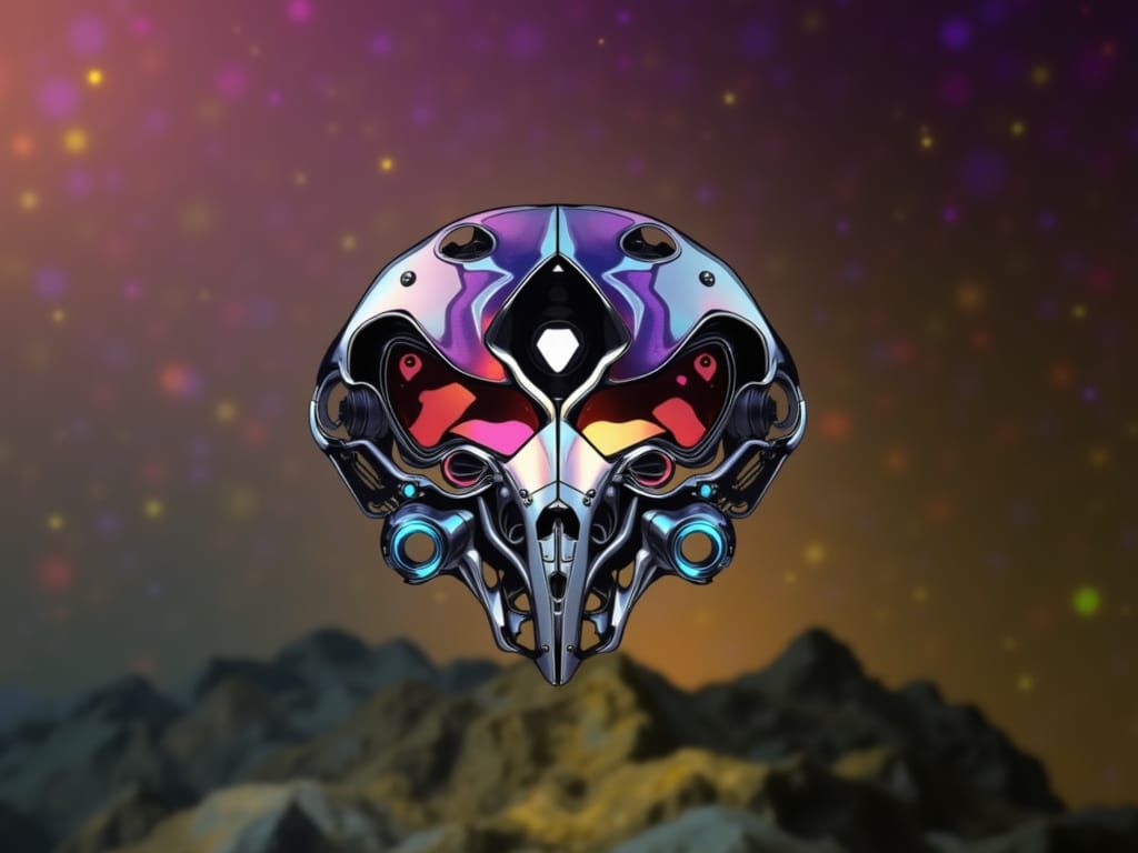 Majestic Metallic Machine in Starry Stellar Field