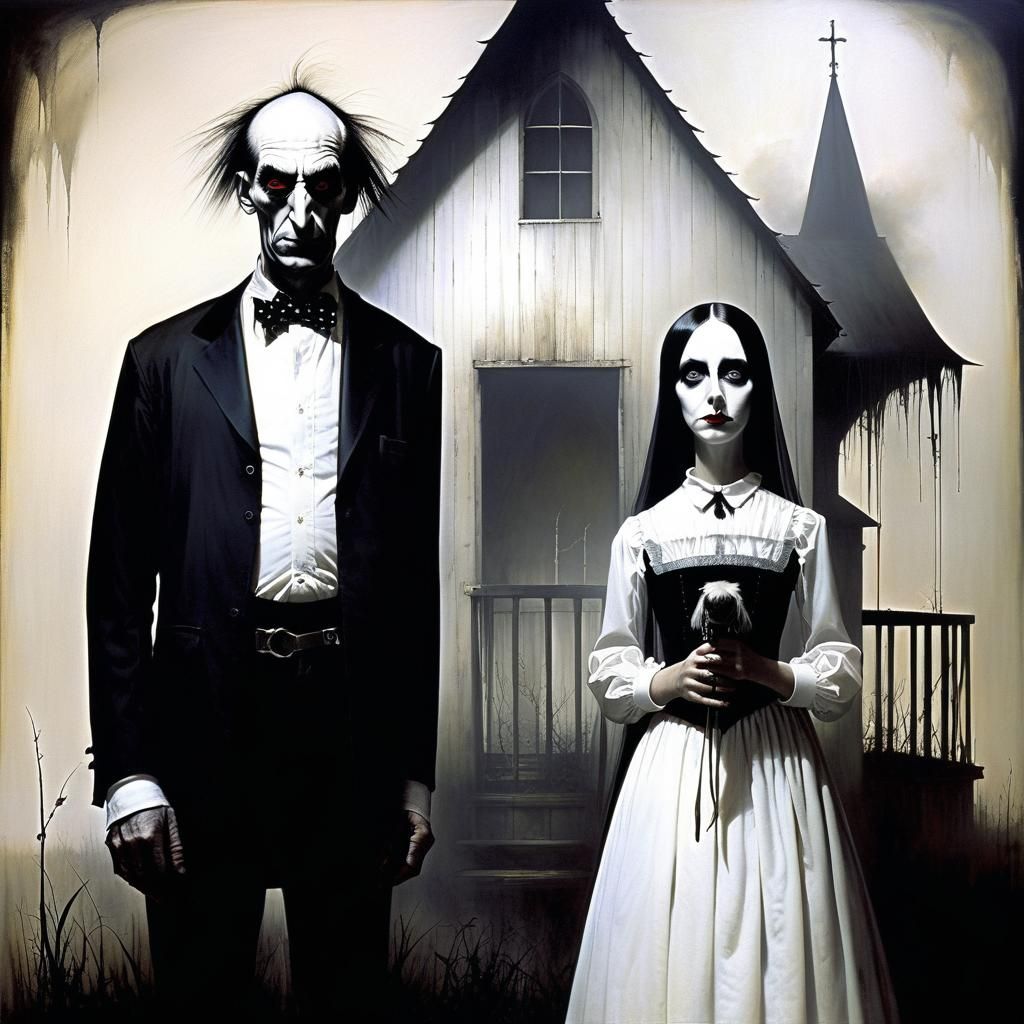 American Gothic in Stephen Gammell Horror Style