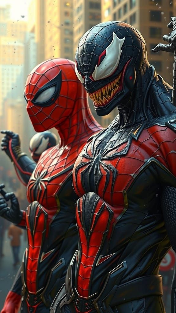 Spider-Man and Venom: Detailed Realism and Gritty Textures