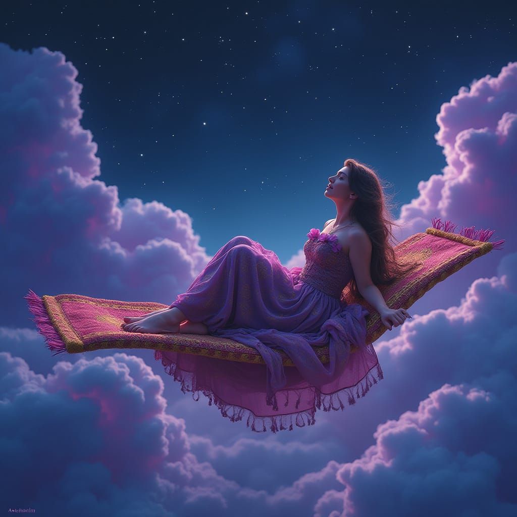 Ethereal Magic Carpet Ride Through Starry Skies