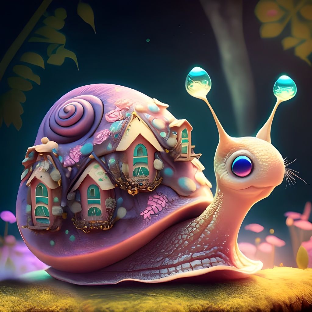 Charming Snail with Fairy Houses