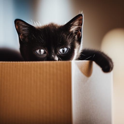 Black Kitten in a Box: Professional Photography