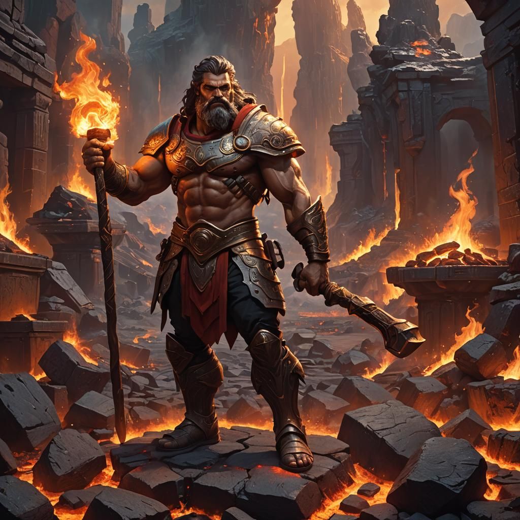 Hephaestus at the Forge: Fantasy Concept Art