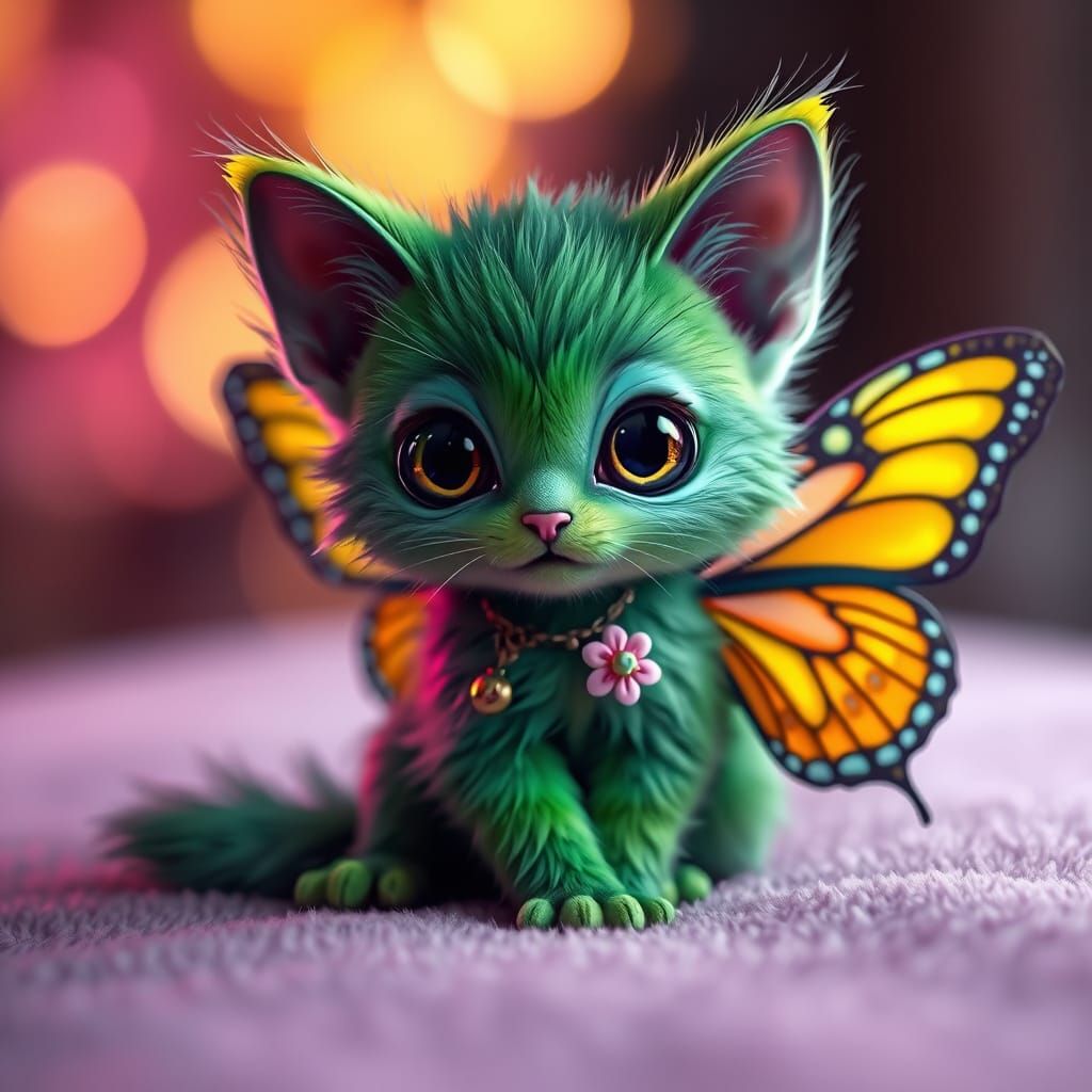 a whimsical creature with big expressive eyes and fluffy fur...