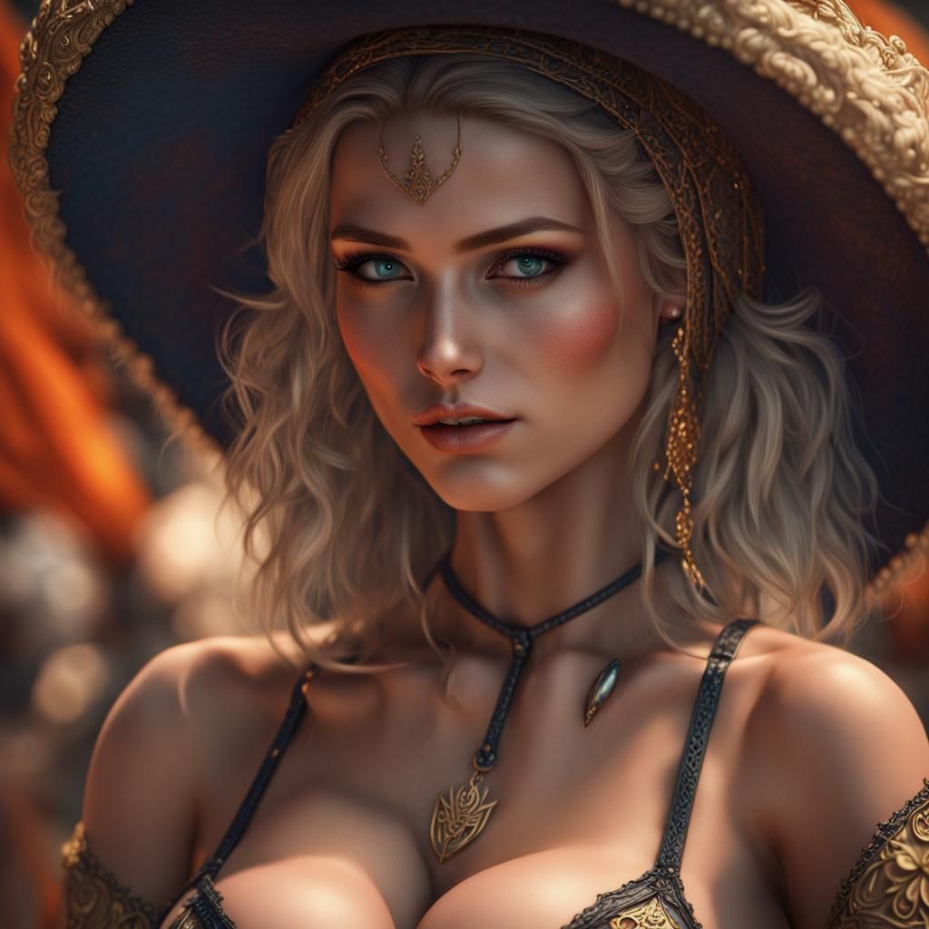Beautiful Woman in Bikini: Detailed Matte Painting