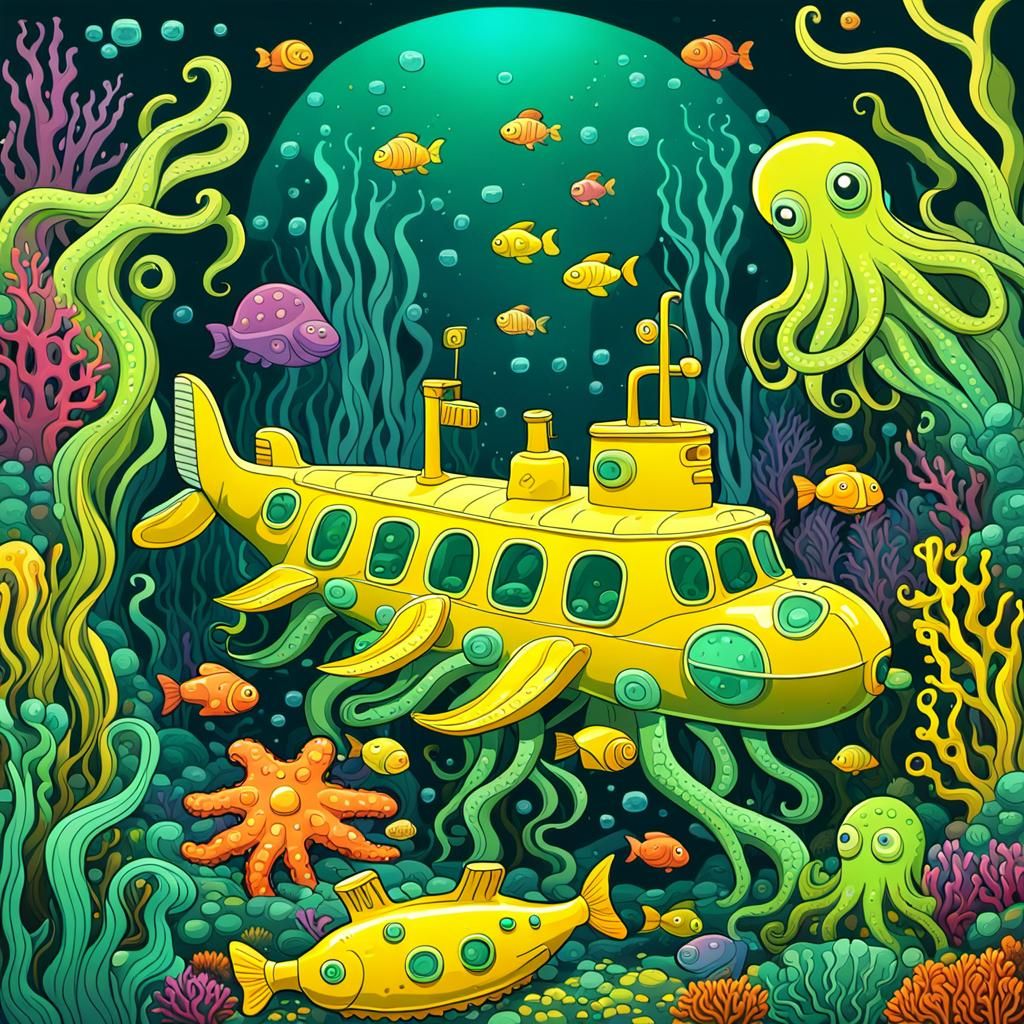 Yellow Submarine in an Octopus' Garden in a Sea of Green