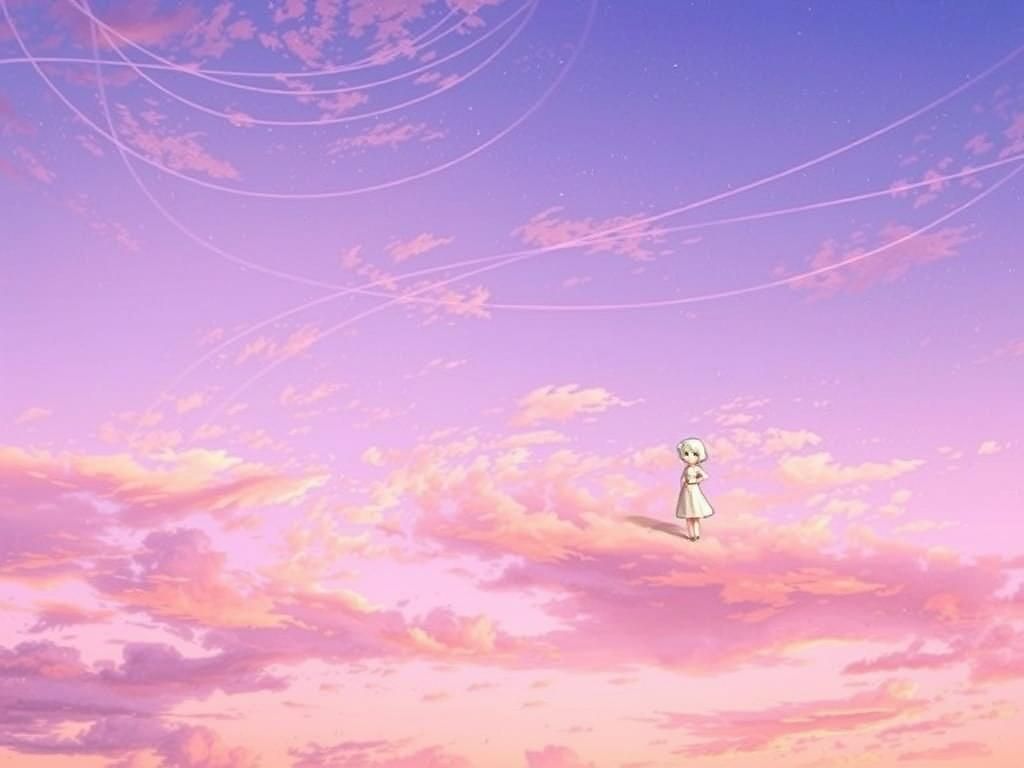 Anime Girl with White Hair in Ghibli Style