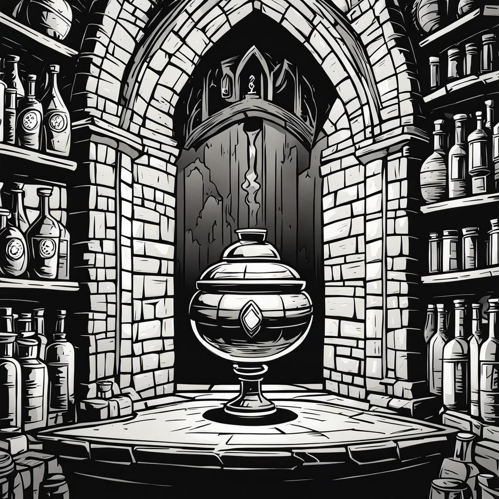 Dungeon Potion: Black and White Comic Book Art