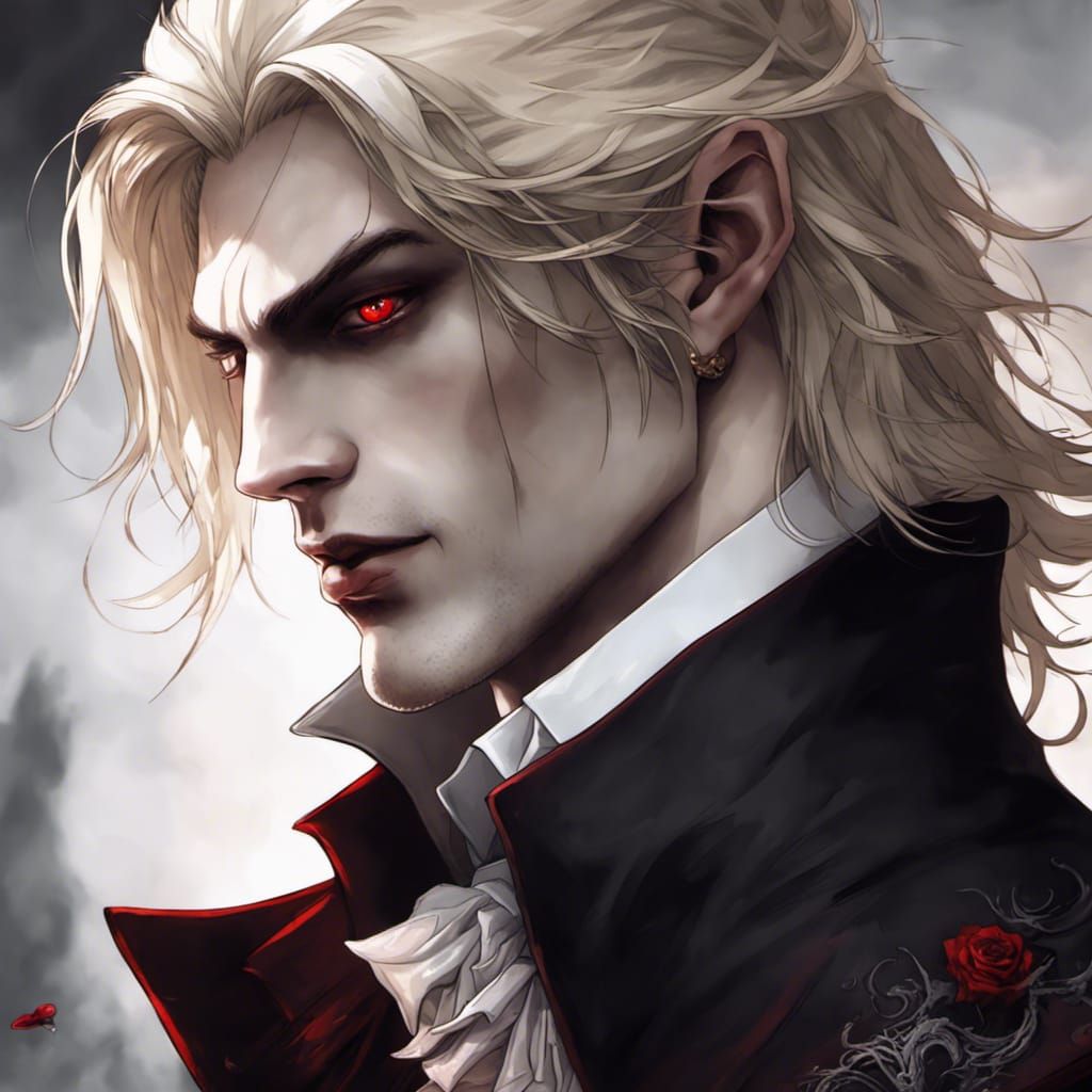 Hyperrealistic Vampire Portrait with Blonde Hair
