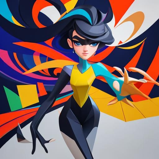 Women in Solidarity: A Modern Cubist Drawing