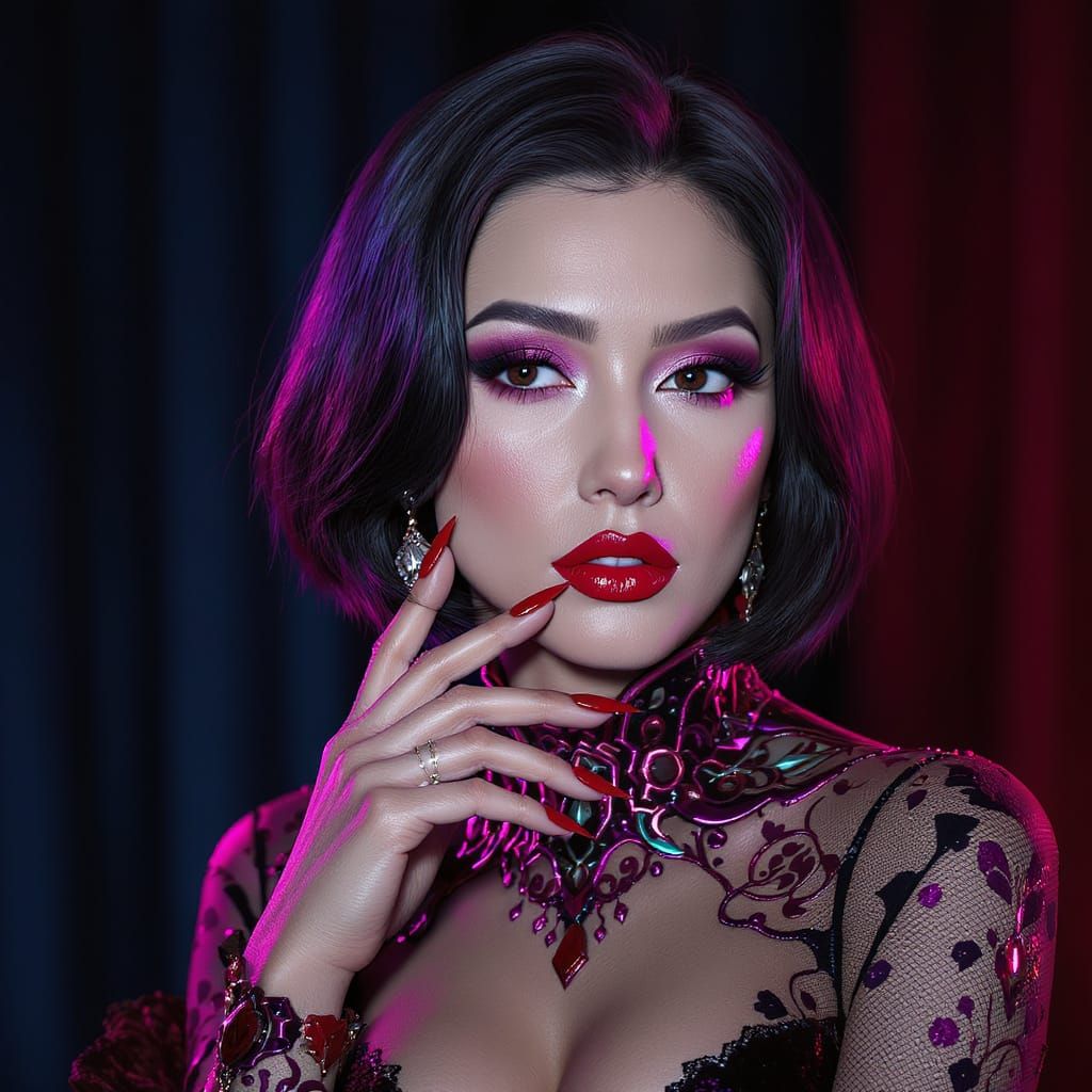 Elegant Woman Portrait in Fantasy Realism Style