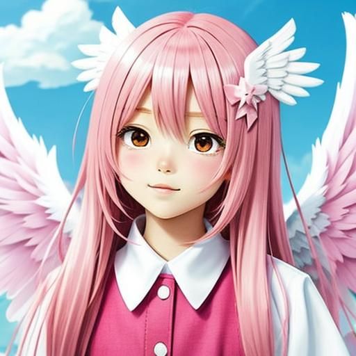 Anime Angel in Pink Hues