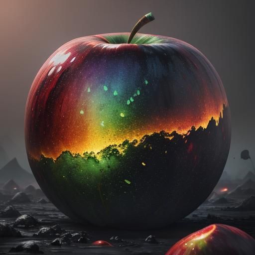 Angry Apple: Oily, Colorful, 8K Photography