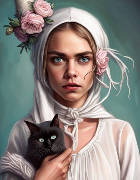 Cute Skeleton Creature in Witch Hat, Fantasy Art