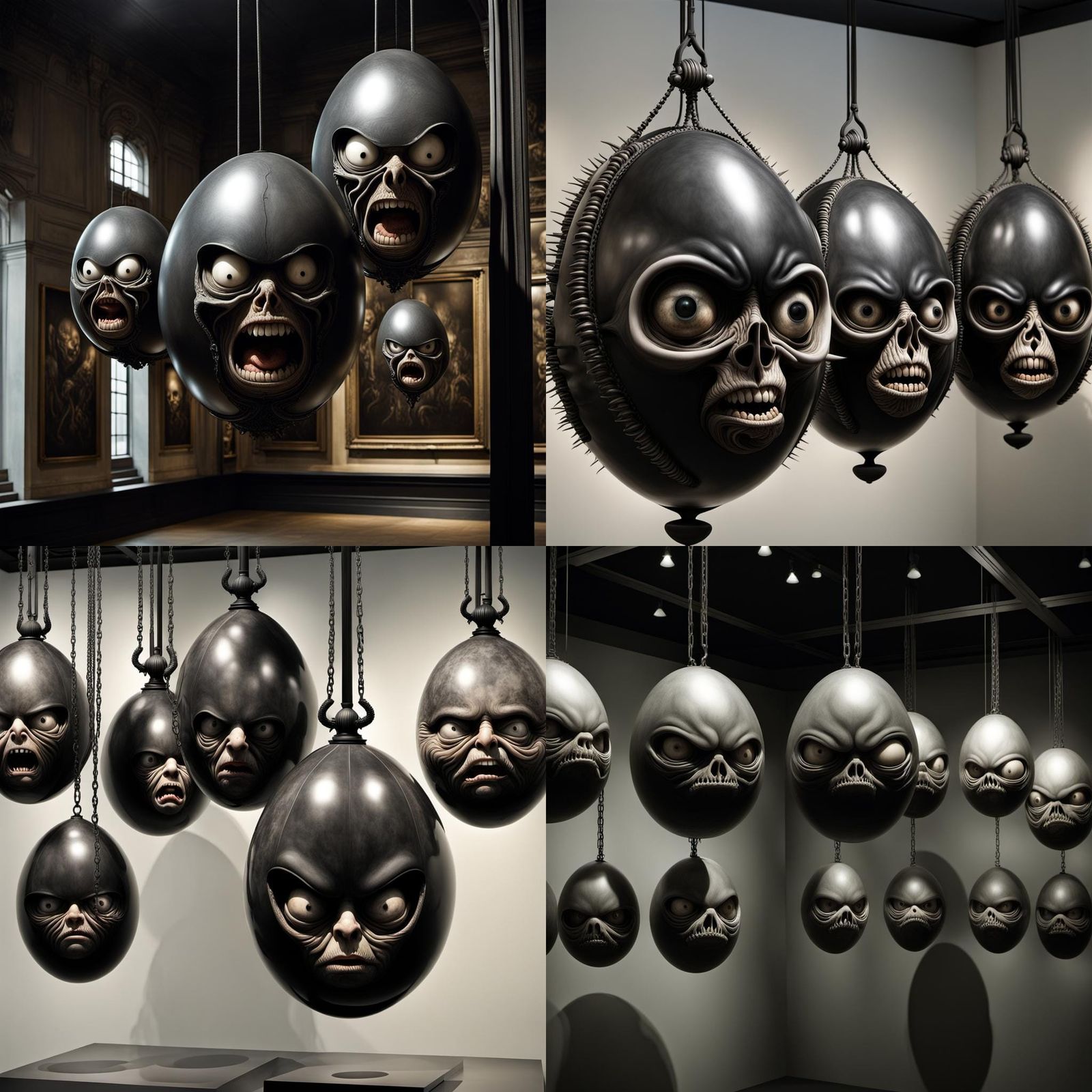 Surreal Angry Eggs Displayed in Museum