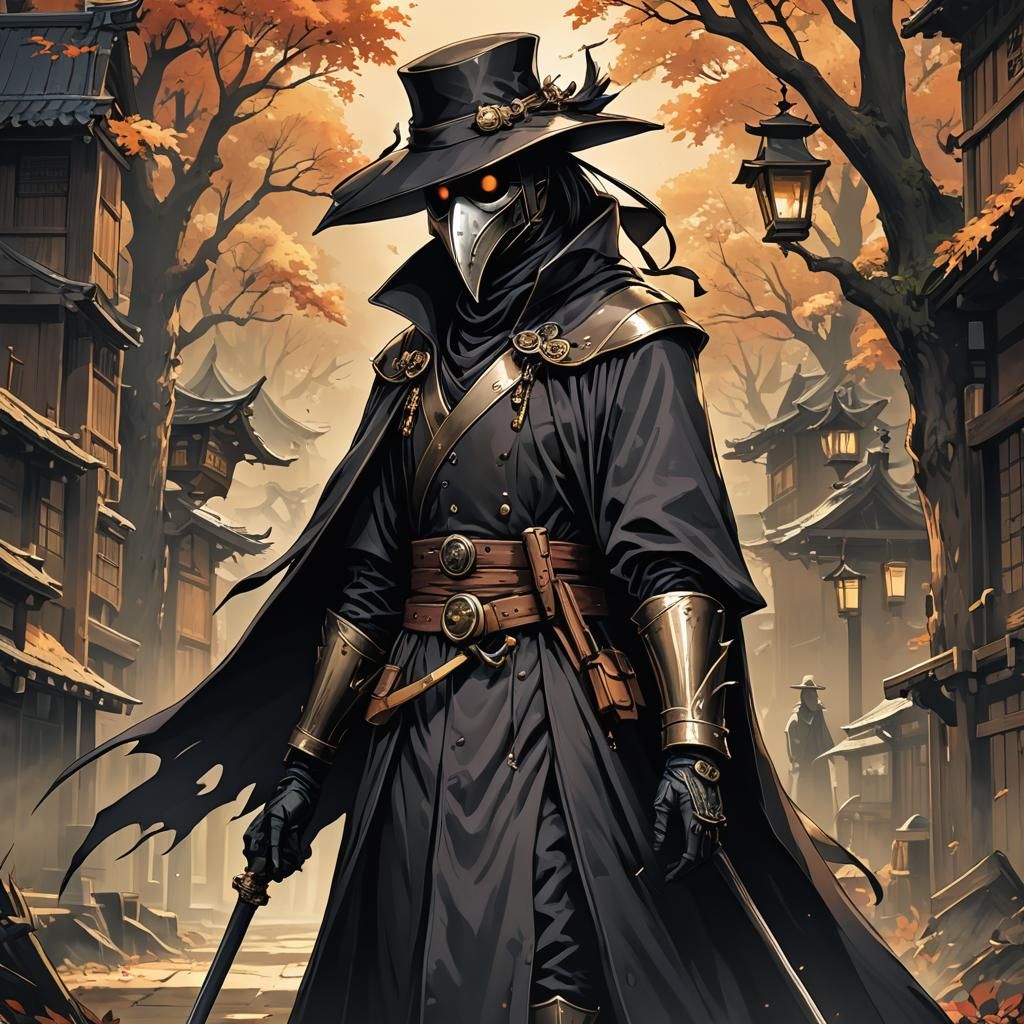 Medieval Japanese Plague Doctor in Anime Style