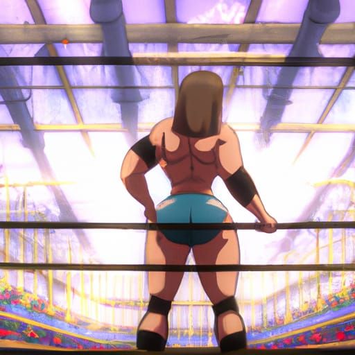 Anime Bodybuilder Mom in Wrestling Ring
