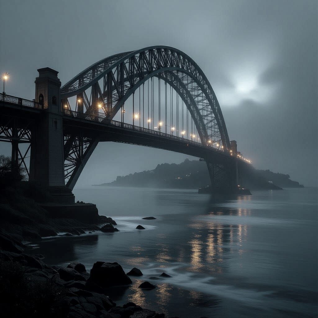 Mysterious Bridge Over Shadow River, Cosmic Light