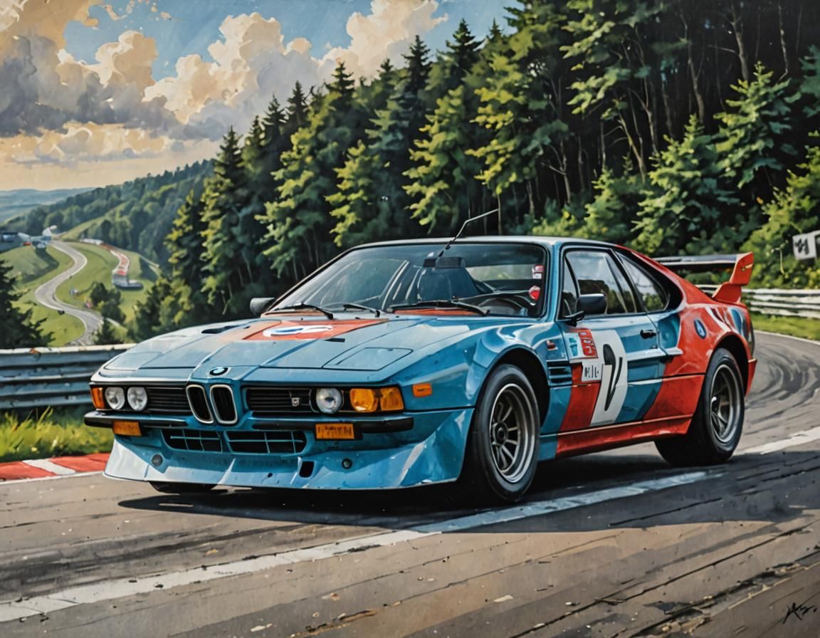 BMW M1 Races Nürburgring in Acrylic Painting