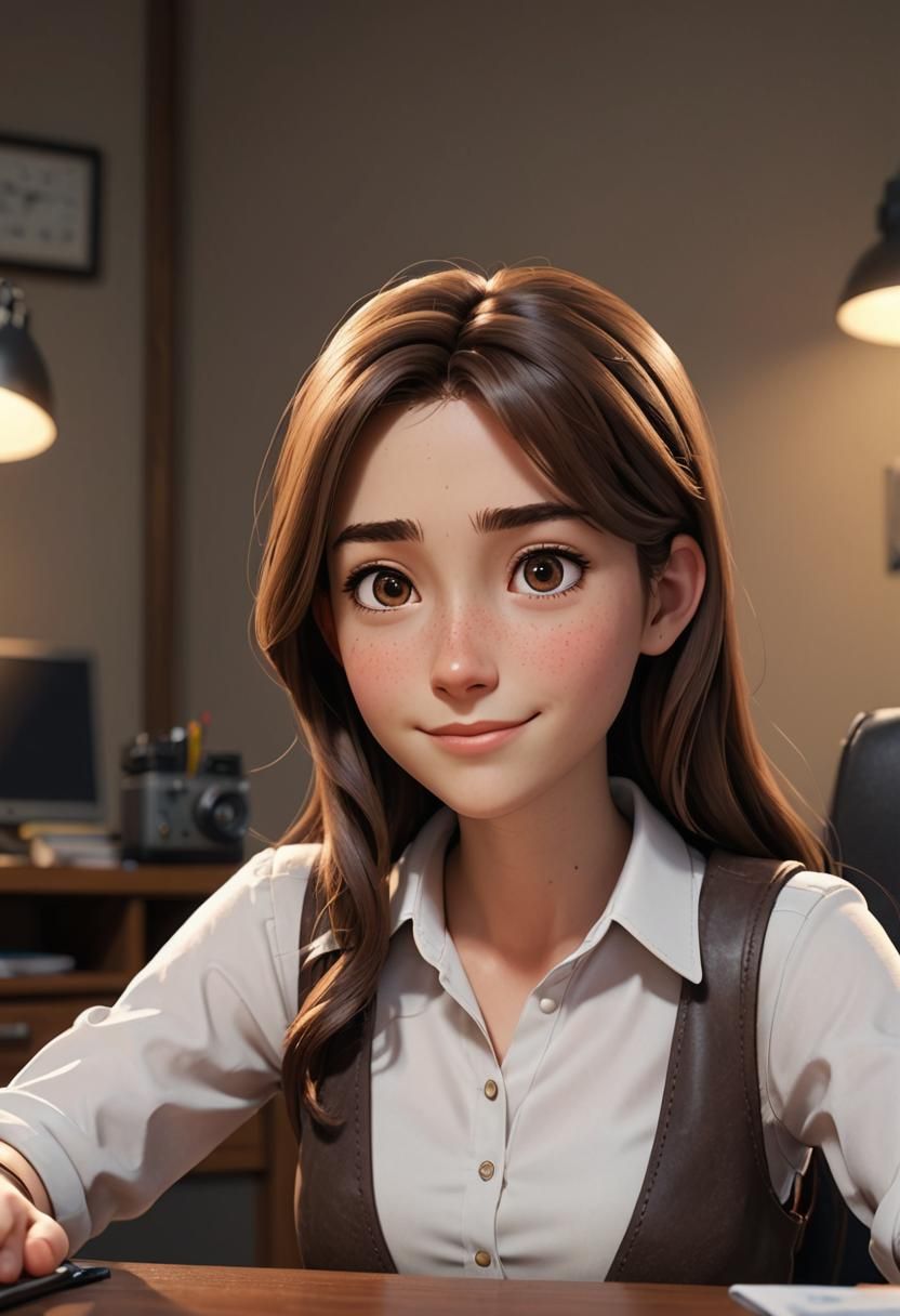 Chibi Office Worker in Pixar-Style 3D Cartoon