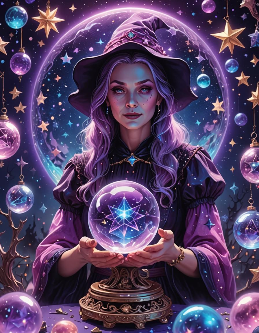 Retro Witch in Astral Dreamscape