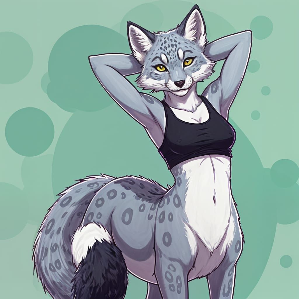 Majestic Silver-Violet Centaur Snow Leopard