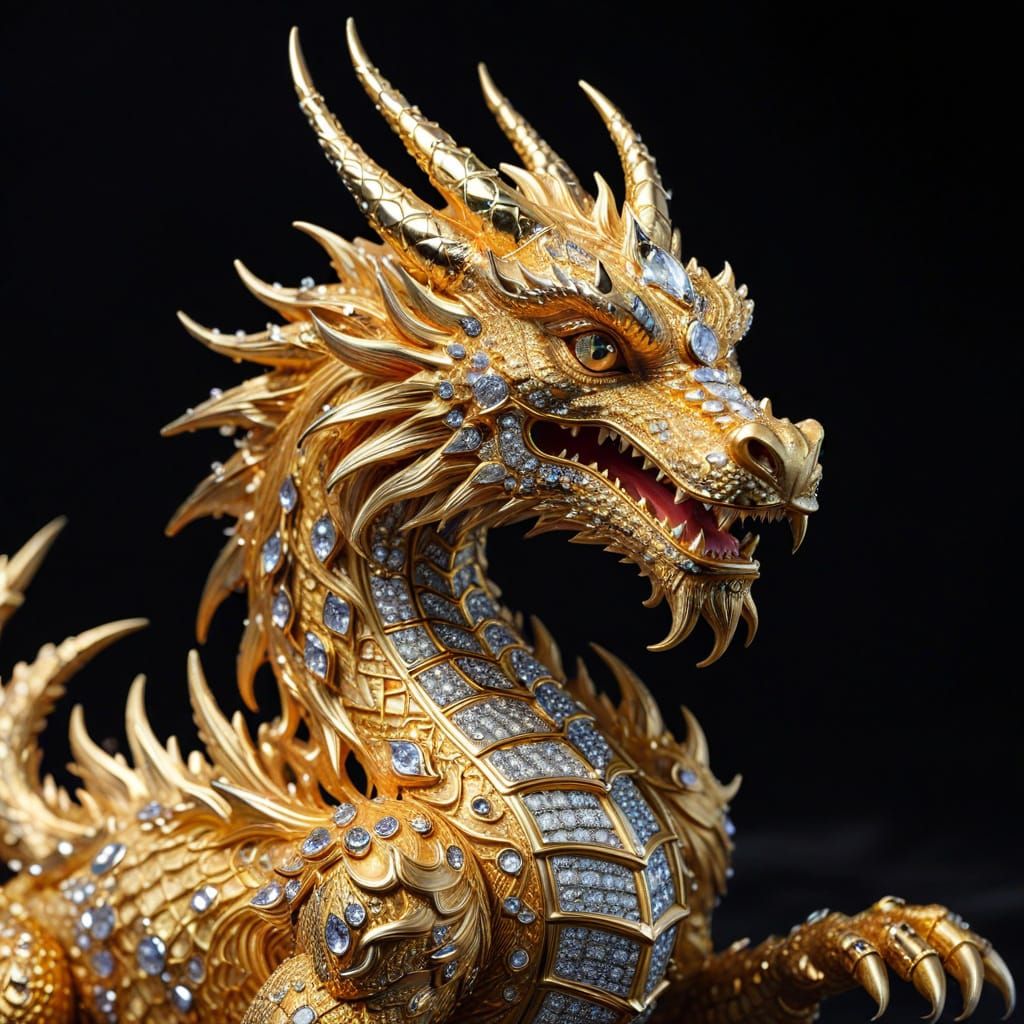 Diamond-Studded Golden Dragon