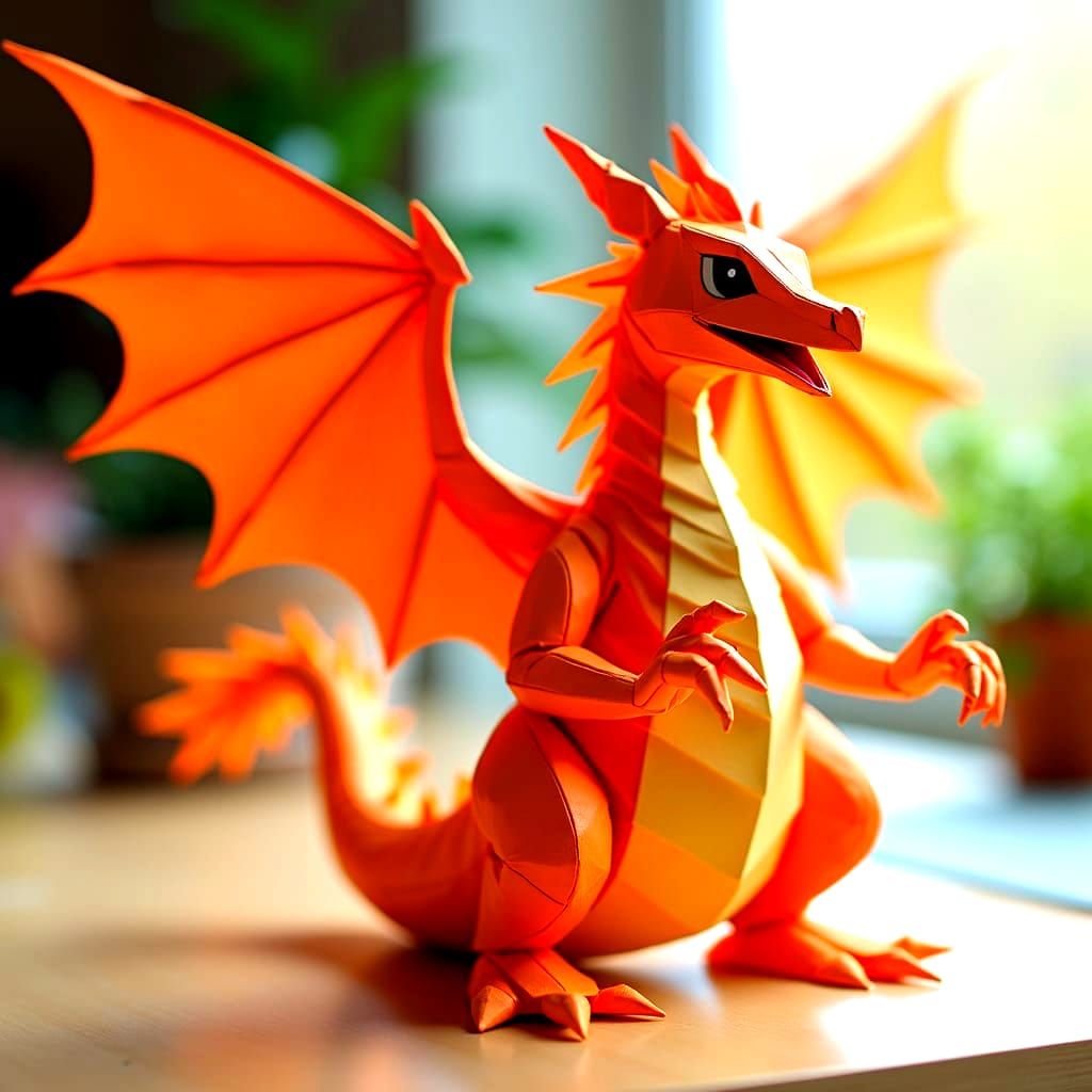 Origami Charizard Papercraft in 8K Resolution