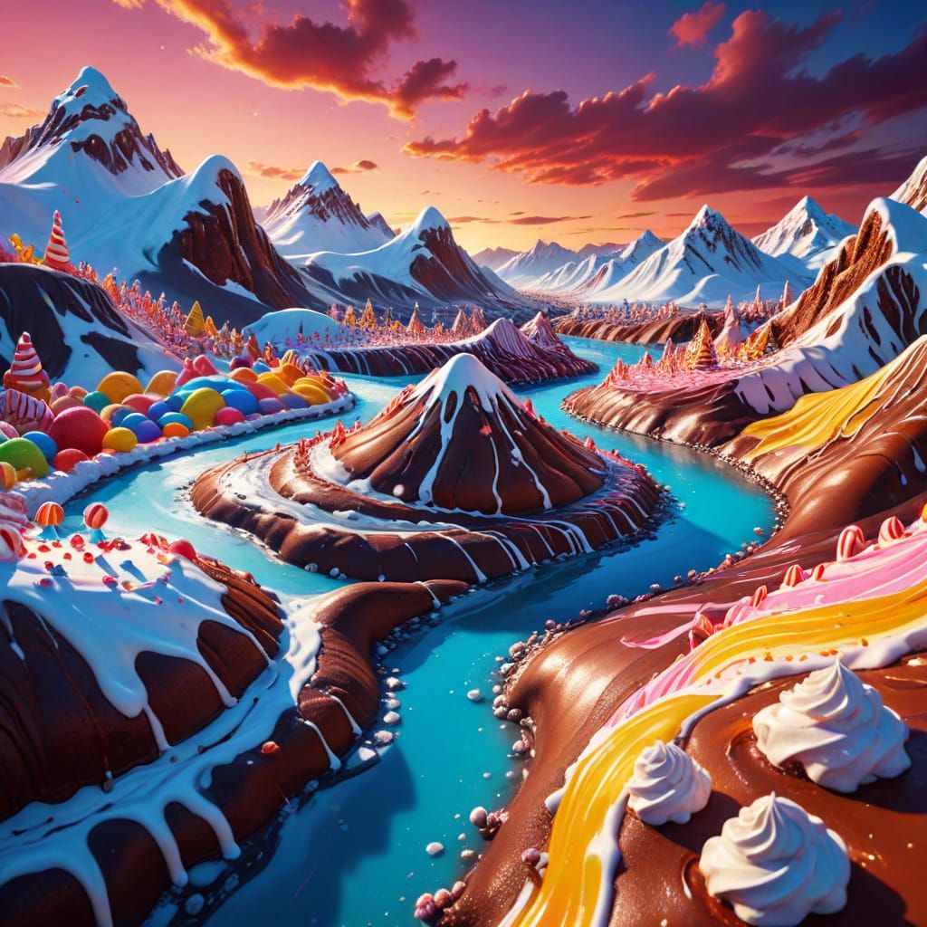 Vibrant Candyland Fantasy Landscape in Vivid Colors