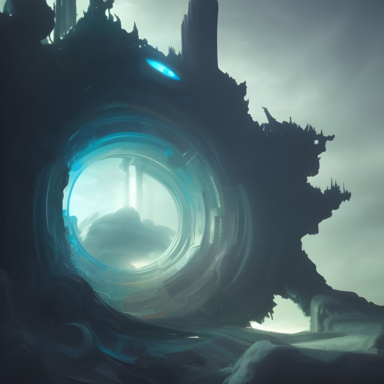 Futuristic Elemental Portal, Hyperrealistic Sci-Fi Art