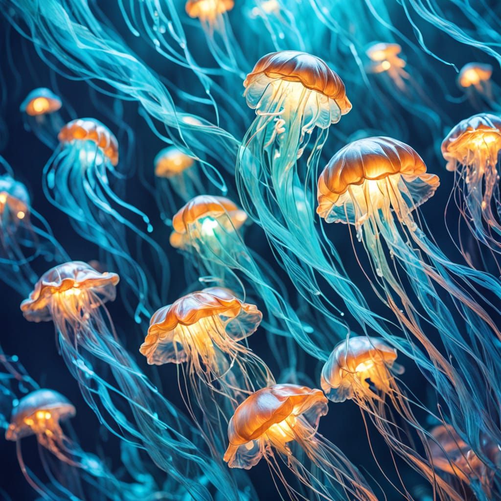 Ethereal Aquatic Dreamscape in Bioluminescent Art