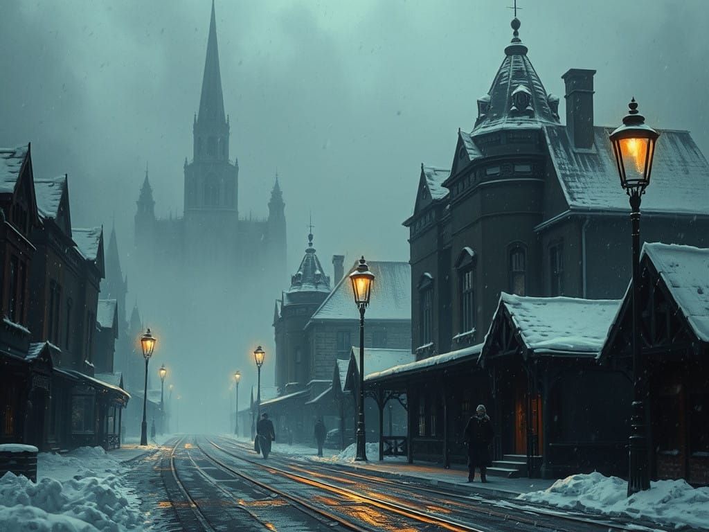 Victorian Winter Scene in Dark, Sinister Tone